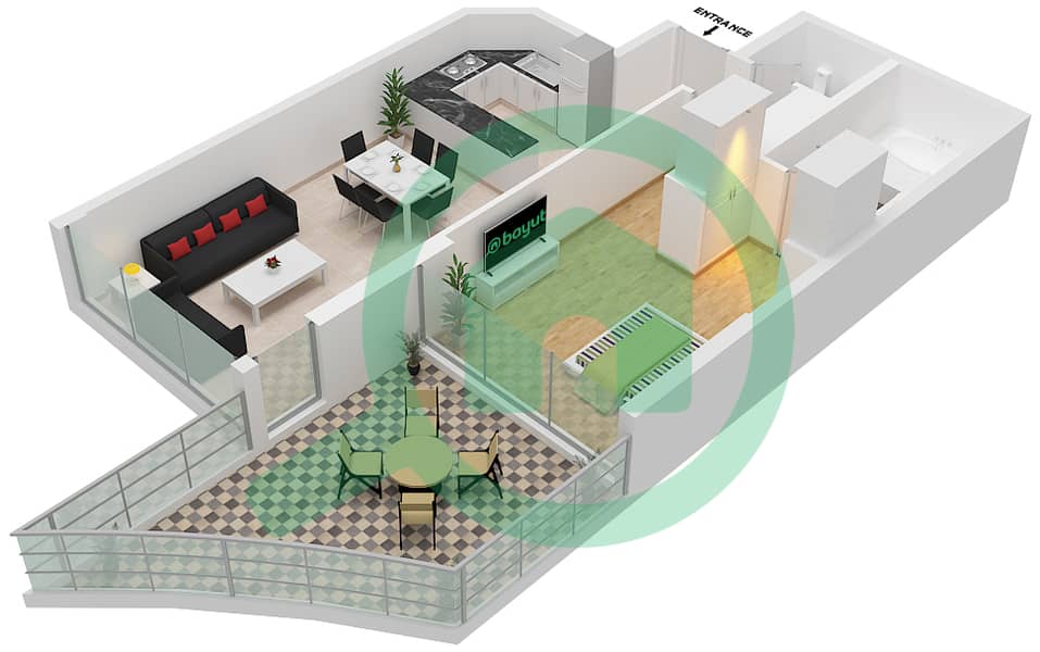 المخططات الطابقية لتصميم الوحدة 17 FLOOR 3 شقة 1 غرفة نوم - عزيزي مينا Floor 3 interactive3D