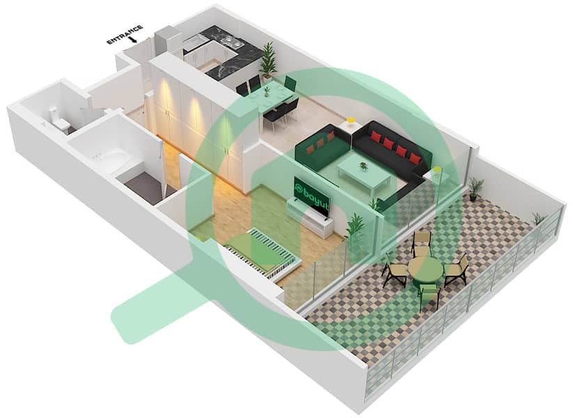 Азизи Мина - Апартамент 1 Спальня планировка Единица измерения 19 FLOOR 3 Floor 3 interactive3D
