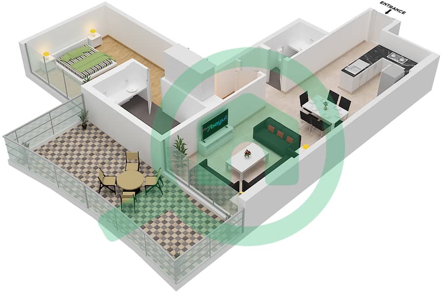 Azizi Mina - 1 Bedroom Apartment Unit 18 FLOOR 3 Floor plan Floor 3 interactive3D