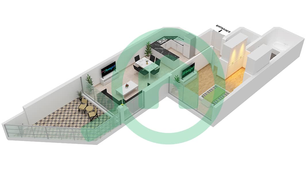 阿齐兹米娜公寓 - 1 卧室公寓单位17 FLOOR 4戶型图 Floor 4 interactive3D