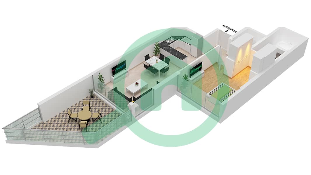 Azizi Mina - 1 Bedroom Apartment Unit 18 FLOOR 4 Floor plan Floor 4 interactive3D