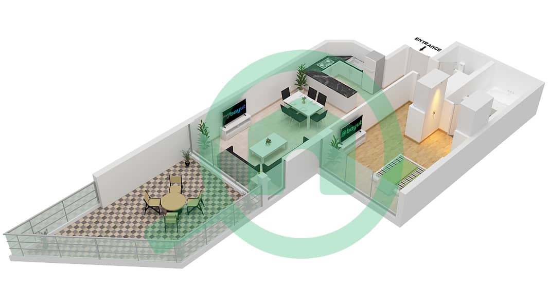 المخططات الطابقية لتصميم الوحدة 19 FLOOR 4 شقة 1 غرفة نوم - عزيزي مينا Floor 4 interactive3D