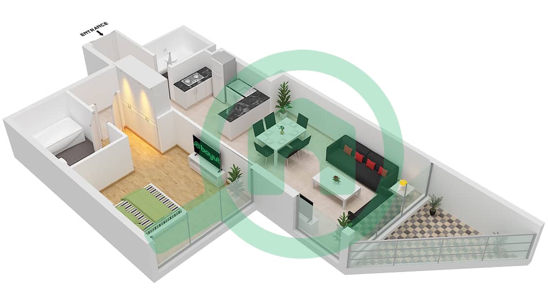 Azizi Mina - 1 Bedroom Apartment Unit 23 FLOOR 4 Floor plan Floor 4 interactive3D