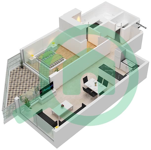Азизи Мина - Апартамент 1 Спальня планировка Единица измерения 08 FLOOR 1-5 Floor 1-5 interactive3D