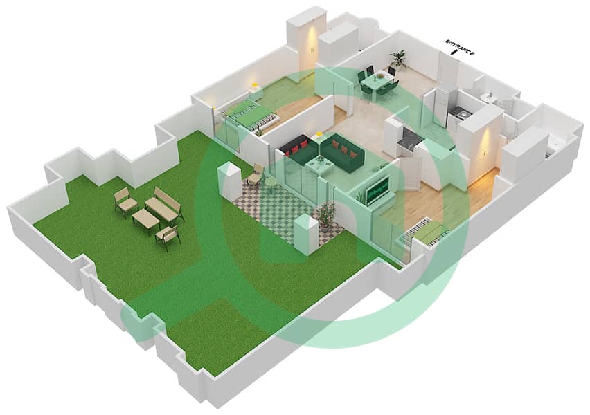Зафаран 2 - Апартамент 2 Cпальни планировка Единица измерения 2\GROUND FLOOR Ground Floor interactive3D