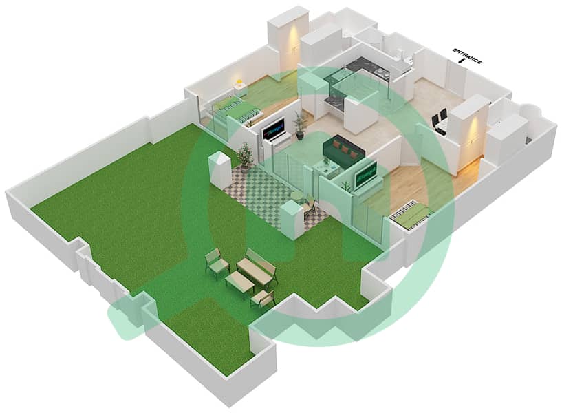 Зафаран 2 - Апартамент 2 Cпальни планировка Единица измерения 3\GROUND FLOOR Ground Floor interactive3D