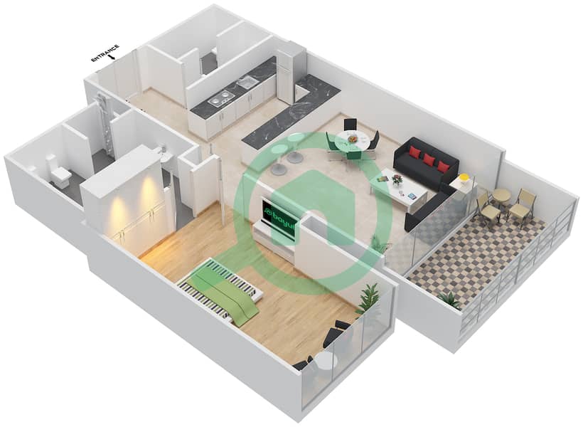 Index Tower - 1 Bedroom Apartment Unit 3212 Floor plan Floor 32 interactive3D