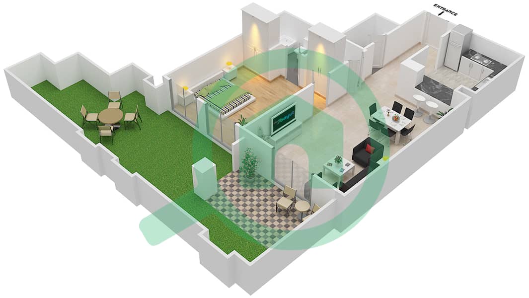 Зафаран 2 - Апартамент 1 Спальня планировка Единица измерения 6\GROUND FLOOR Ground Floor interactive3D