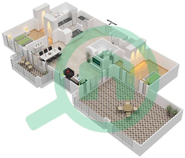 Зафаран 2 - Апартамент 2 Cпальни планировка Единица измерения 9\GROUND FLOOR Ground Floor interactive3D