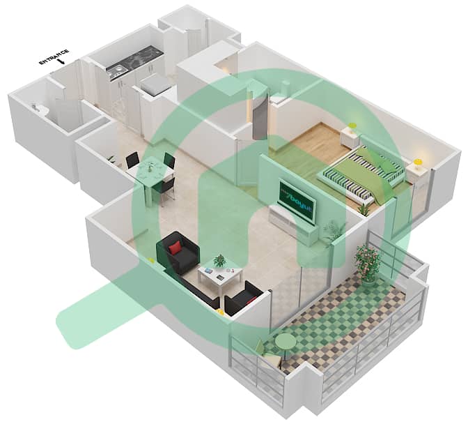 Зафаран 2 - Апартамент 1 Спальня планировка Единица измерения 12\FLOOR 1-3 Floor 1-3 interactive3D
