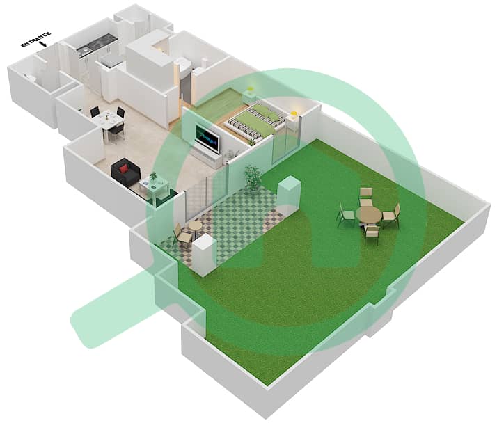المخططات الطابقية لتصميم الوحدة 12\GROUND FLOOR شقة 1 غرفة نوم - زعفران 2 Ground Floor interactive3D