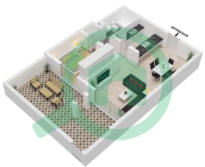 المخططات الطابقية لتصميم الوحدة 01-04 شقة 1 غرفة نوم - الألكا 1