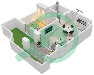 المخططات الطابقية لتصميم الوحدة 9 شقة 1 غرفة نوم - سيرف في كريك بيتش