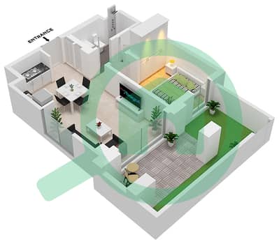 المخططات الطابقية لتصميم الوحدة 1  FLOOR 1-(B-2) شقة 1 غرفة نوم - سيرف في كريك بيتش