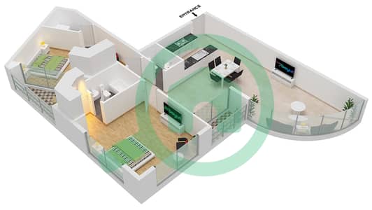 المخططات الطابقية لتصميم النموذج A101 شقة 2 غرفة نوم - لاجو فيستا C