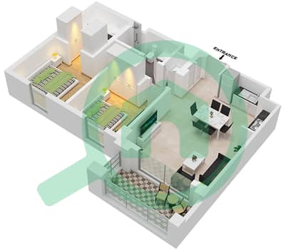 المخططات الطابقية لتصميم الوحدة 6 FLOOR 2-9 (B-2) شقة 2 غرفة نوم - سيرف في كريك بيتش