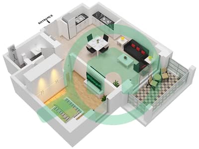 المخططات الطابقية لتصميم الوحدة 7 FLOOR 7-9 شقة 1 غرفة نوم - سيرف في كريك بيتش