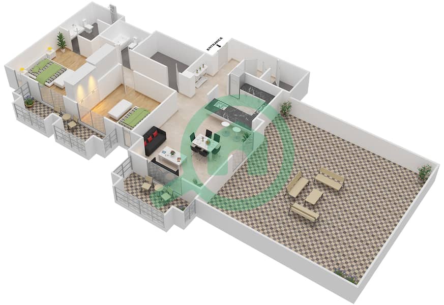 المخططات الطابقية لتصميم التصميم 5A FLOORS 2-4 شقة 2 غرفة نوم - برج ترافو B Floor 2-4 interactive3D