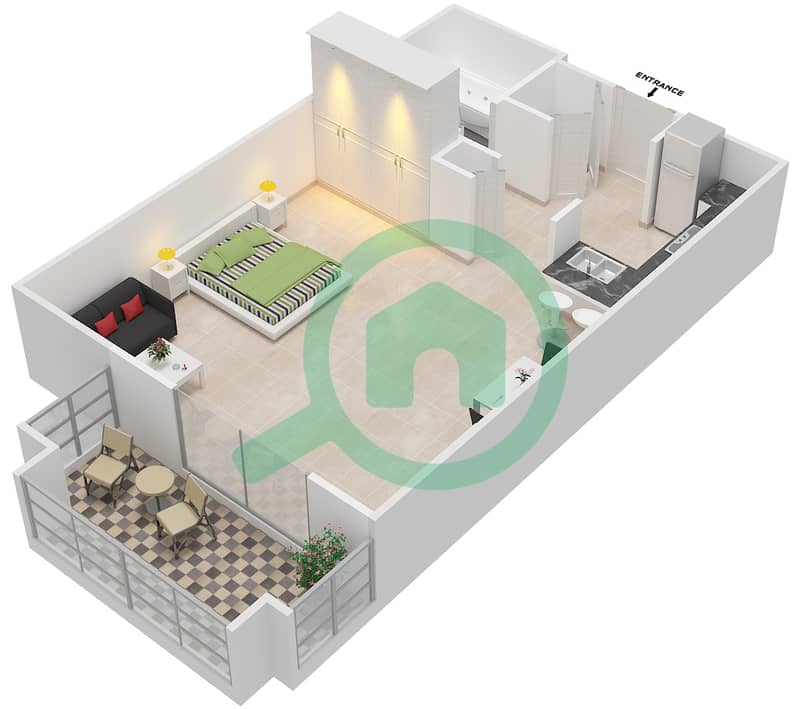 Travo Tower B - Studio Apartment Suite 10 FLOOR 1-6 Floor plan Floor 1-6 interactive3D