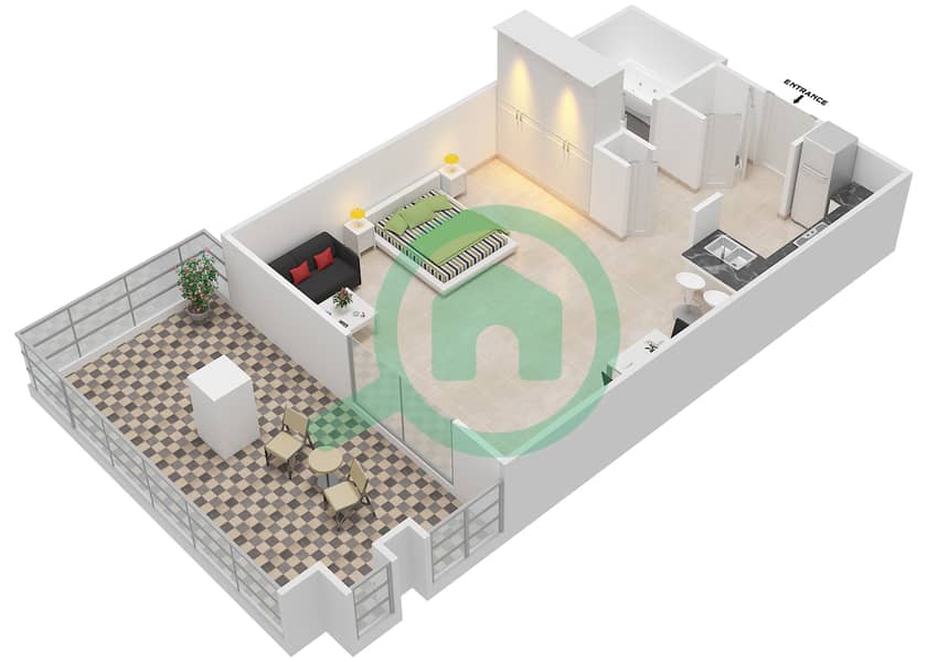 Travo Tower B - Studio Apartment Suite 10 GROUND FLOOR Floor plan Ground Floor interactive3D