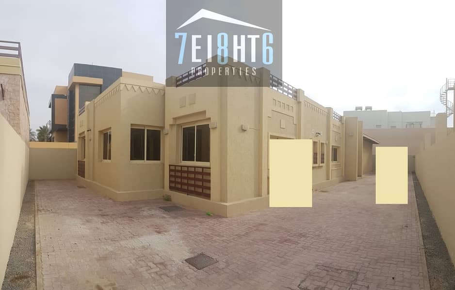 Beautifully presented:4 b/r good quality semi-independent villa + maids room + large garden for rent in Khawaneej 1