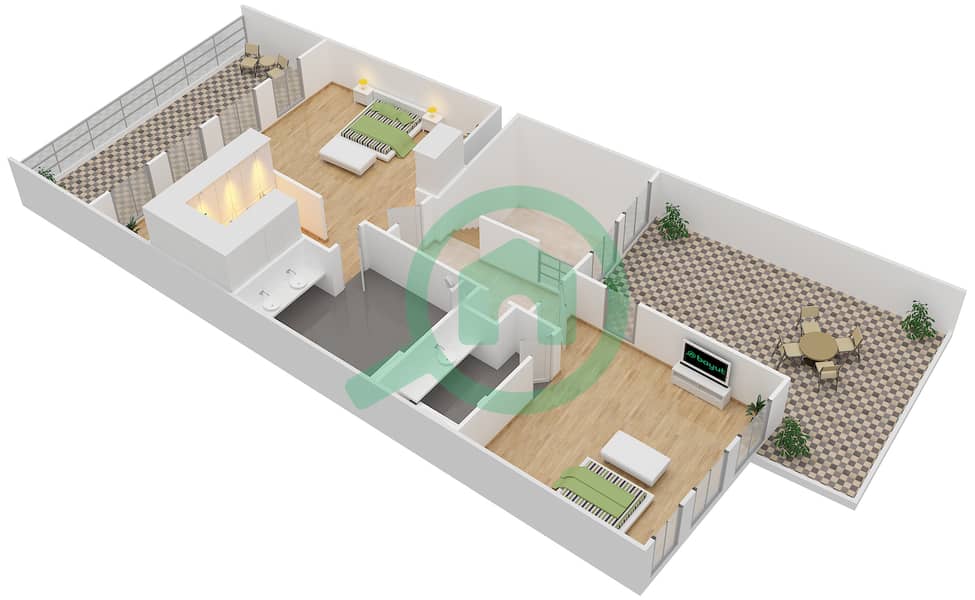 温莎新月大厦 - 4 卧室别墅类型1戶型图 Second Floor interactive3D