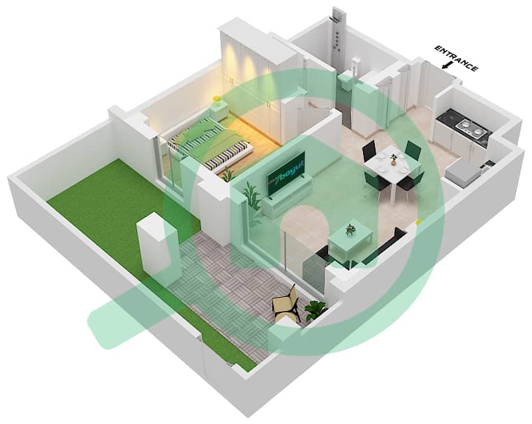 المخططات الطابقية لتصميم الوحدة 1 شقة 1 غرفة نوم - سيرف في كريك بيتش Floor 1 interactive3D