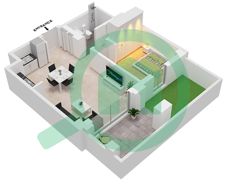 المخططات الطابقية لتصميم الوحدة 6 شقة 1 غرفة نوم - سيرف في كريك بيتش Floor 1 interactive3D