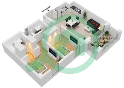 المخططات الطابقية لتصميم الوحدة 5 شقة 2 غرفة نوم - سيرف في كريك بيتش