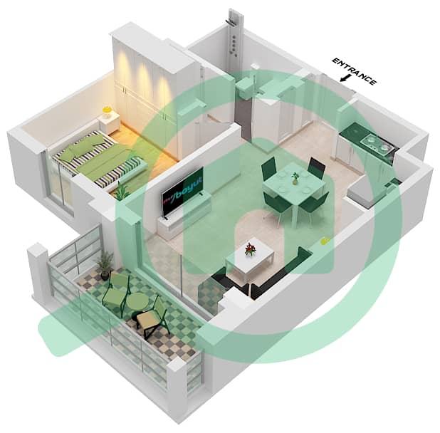 المخططات الطابقية لتصميم الوحدة 11 FLOOR 6-7 شقة 1 غرفة نوم - سيرف في كريك بيتش Floor 6-7 interactive3D