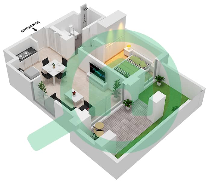 المخططات الطابقية لتصميم الوحدة 1  FLOOR 1-(B-2) شقة 1 غرفة نوم - سيرف في كريك بيتش Floor 6-7 interactive3D