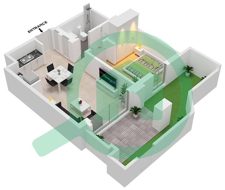 المخططات الطابقية لتصميم الوحدة 2 FLOOR 1 (B-2) شقة 1 غرفة نوم - سيرف في كريك بيتش Floor 1 interactive3D