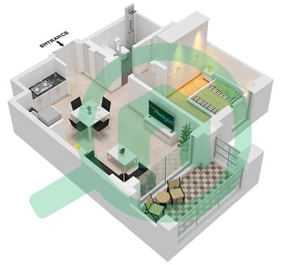 المخططات الطابقية لتصميم الوحدة 2  FLOOR 2-9 شقة 1 غرفة نوم - سيرف في كريك بيتش
