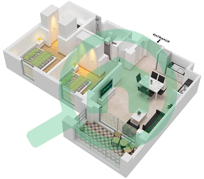 Surf at Creek Beach - 2 Bedroom Apartment Unit 6 FLOOR 2-9 (B-2) Floor plan Floor 2-9 interactive3D