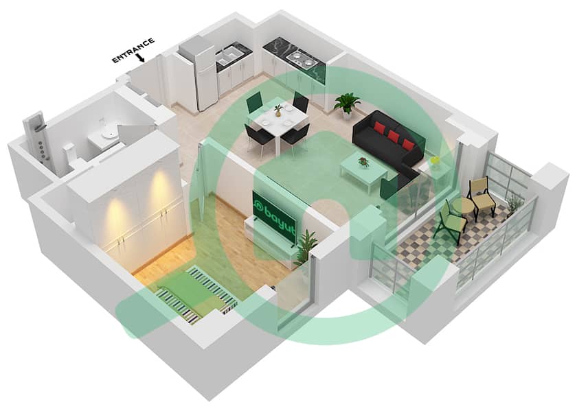 المخططات الطابقية لتصميم الوحدة 7 FLOOR 2-6 شقة 1 غرفة نوم - سيرف في كريك بيتش Floor 2-6 interactive3D