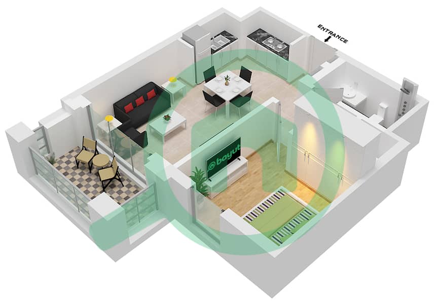 Surf at Creek Beach - 1 Bedroom Apartment Unit 11 FLOOR 2-7 (B-2) Floor plan Floor 2-7 interactive3D