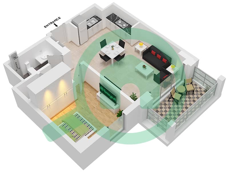 المخططات الطابقية لتصميم الوحدة 7 FLOOR 7-9 شقة 1 غرفة نوم - سيرف في كريك بيتش Floor 7-9 interactive3D