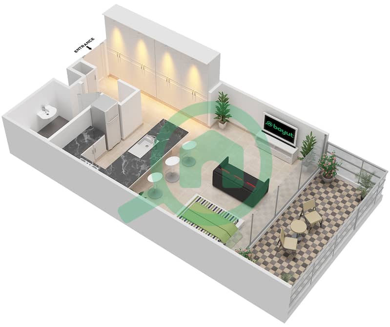 Park View - Studio Apartment Type C Floor plan interactive3D