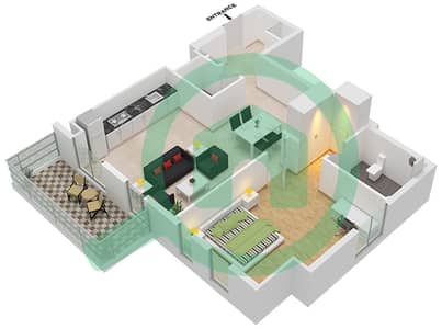 المخططات الطابقية لتصميم النموذج G شقة 1 غرفة نوم - نور 5
