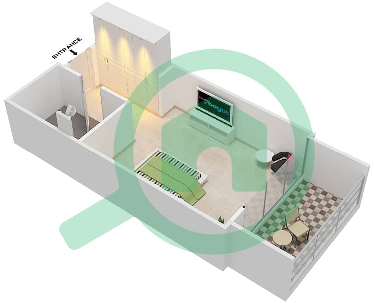 蔚蓝海岸酒店 - 单身公寓类型A戶型图 interactive3D