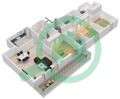 Noor 7 - 3 Bedroom Apartment Type A Floor plan