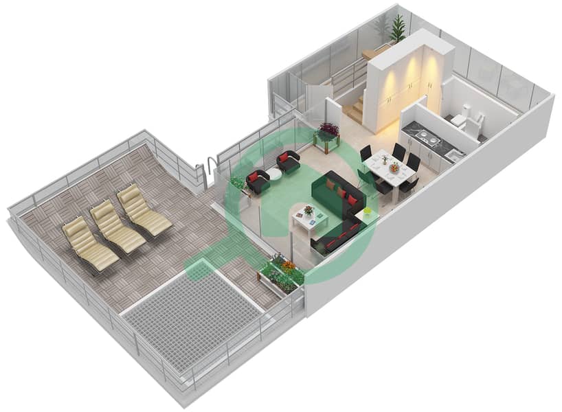 المخططات الطابقية لتصميم النموذج BY DAY فیلا 1 غرفة نوم - فلوتنج سي هورس Sea Floor interactive3D