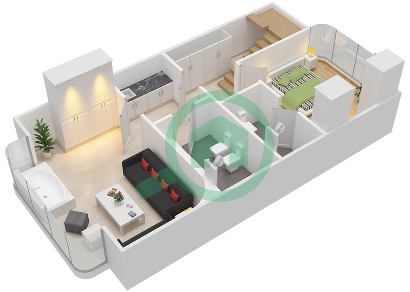 The Floating Seahorse - 1 Bedroom Villa Type BY DAY Floor plan Underwater Floor interactive3D