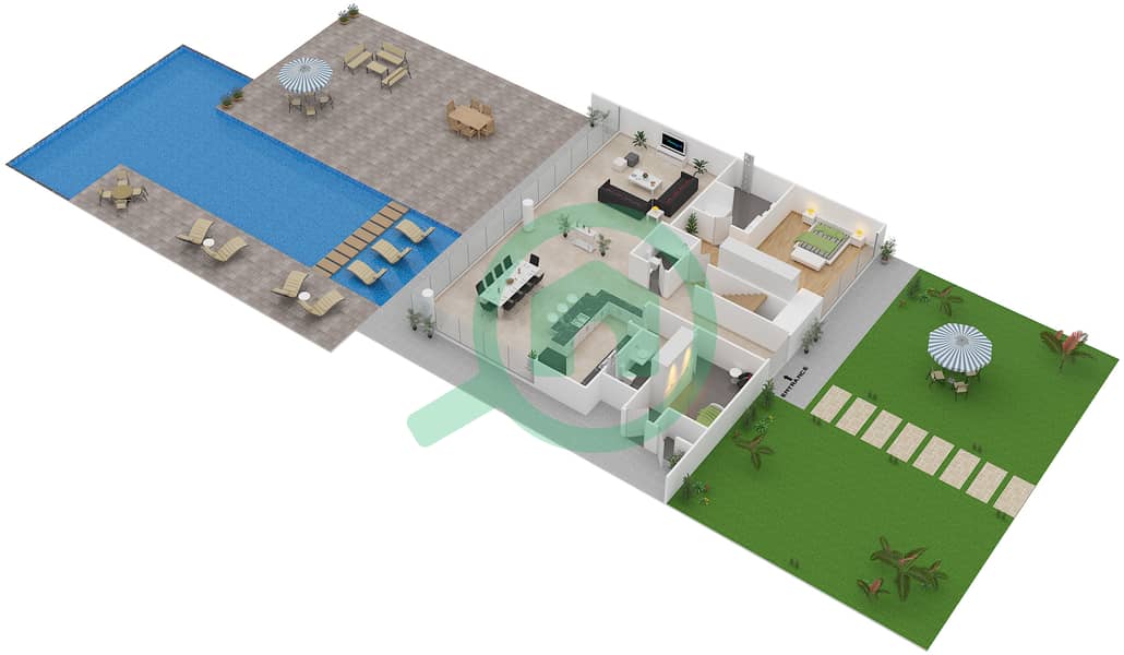 Germany Island - 5 Bedroom Villa Type A1 Floor plan Ground Floor interactive3D