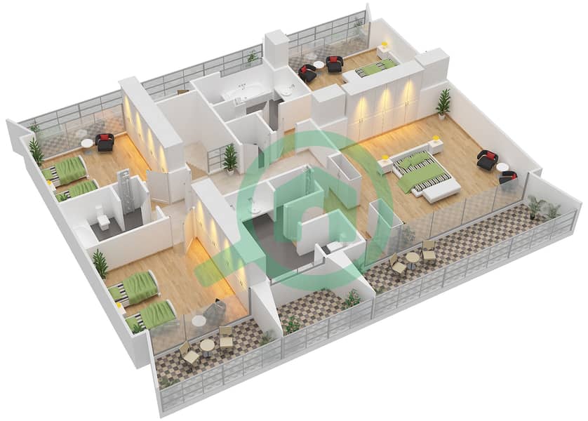 Germany Island - 5 Bedroom Villa Type A Floor plan First Floor interactive3D
