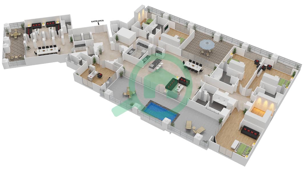 萨迪亚特圣瑞吉公寓 - 4 卧室顶楼公寓类型PH-7戶型图 Floor 5 interactive3D