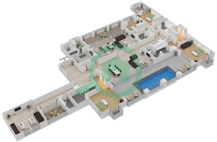 Саадият Ст Реджис Резиденс - Пентхаус 4 Cпальни планировка Тип PH-4 interactive3D