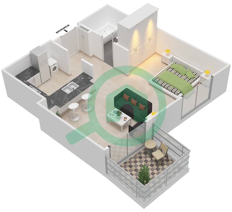 المخططات الطابقية لتصميم التصميم 2,4 شقة استوديو - برج ارنو A Floor 1-6 interactive3D