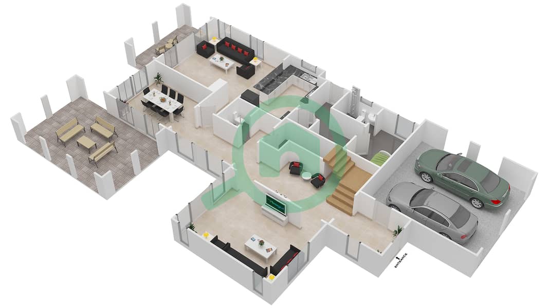 Saadiyat Beach Villas - 3 Bedroom Villa Type MEDITERRANEAN Floor plan Ground Floor interactive3D