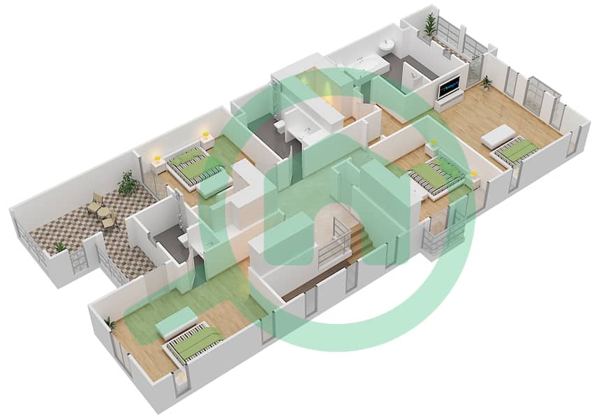 Saadiyat Beach Villas - 4 Bedroom Villa Type D Floor plan First Floor interactive3D